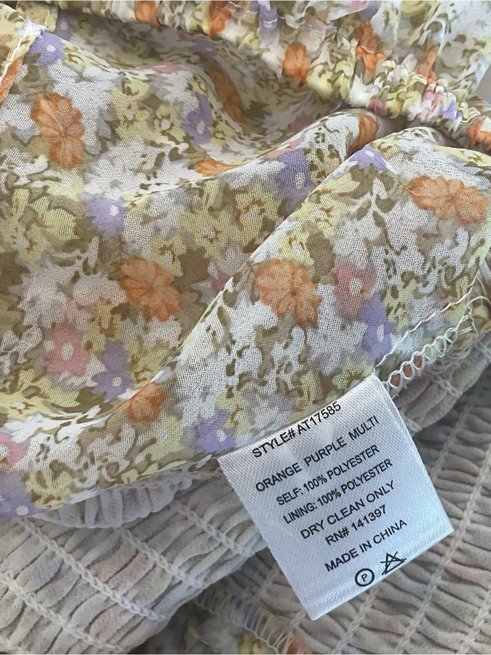 Astr Smocked Square-Neck Blouse in Cream and Yellow Floral - Picture 10 of 12
